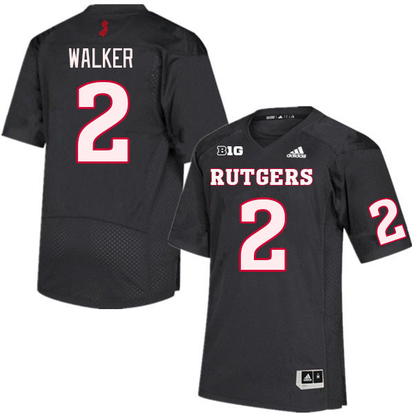 Men #2 Moses Walker Rutgers Scarlet Knights College Football Jerseys Stitched Sale-Black